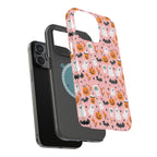 Halloween Ghosts & Pumpkins Magnetic Phone Case — Cute Pink Spooky Pattern