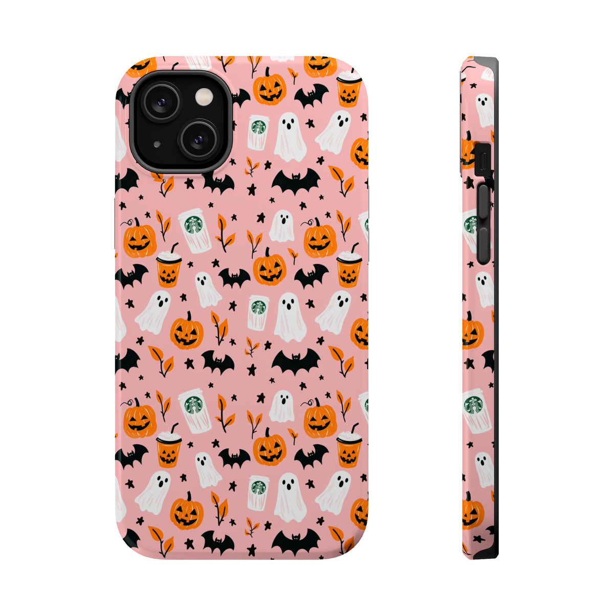 Halloween Ghosts & Pumpkins Magnetic Phone Case — Cute Pink Spooky Pattern