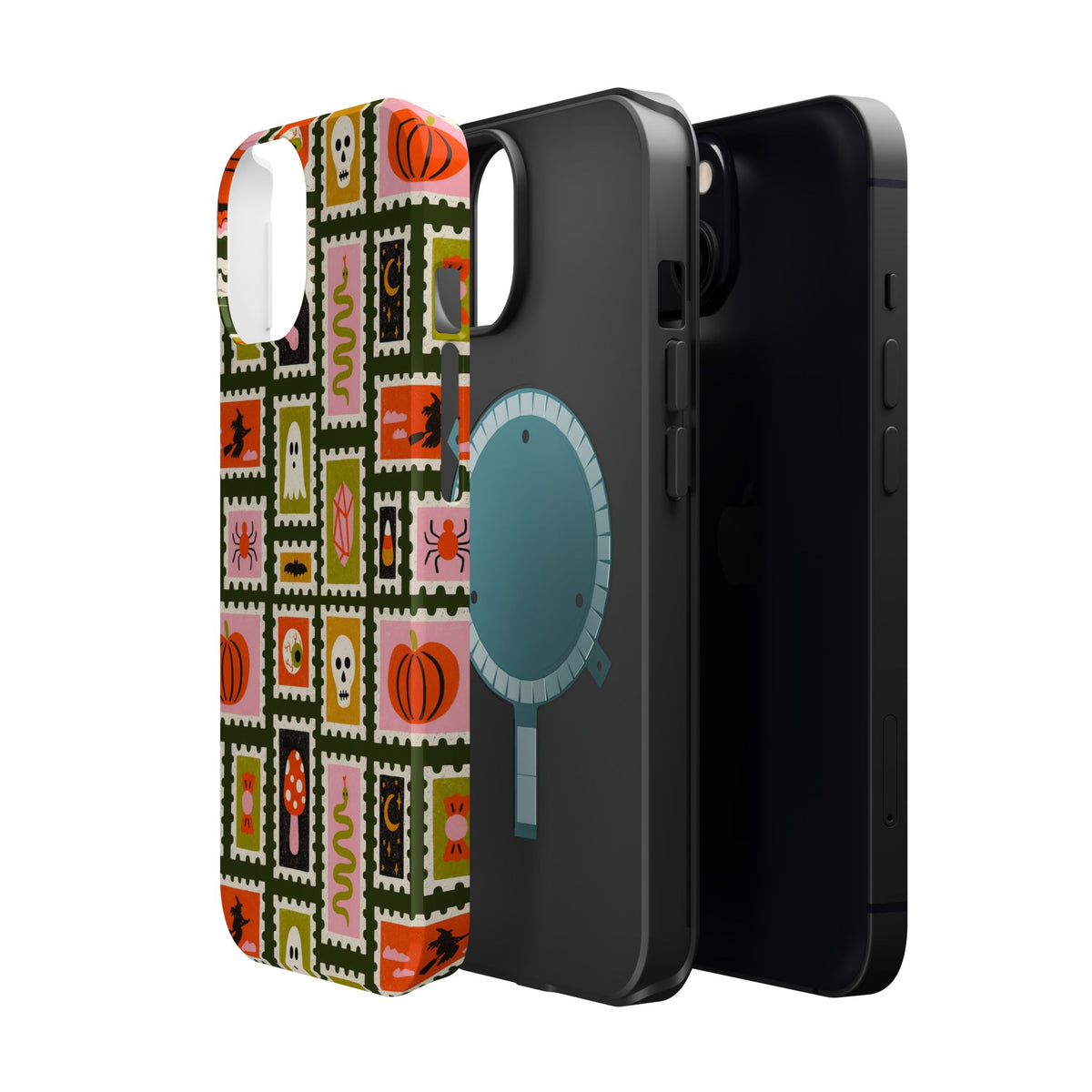 Halloween Stamp Pattern Phone Case — Cute Spooky Icons Magnetic Impact-Resistant Case
