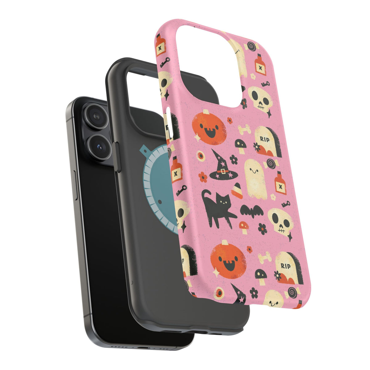 Cute Pink Halloween Magnetic Impact Phone Case — Ghosts, Pumpkins & Skulls