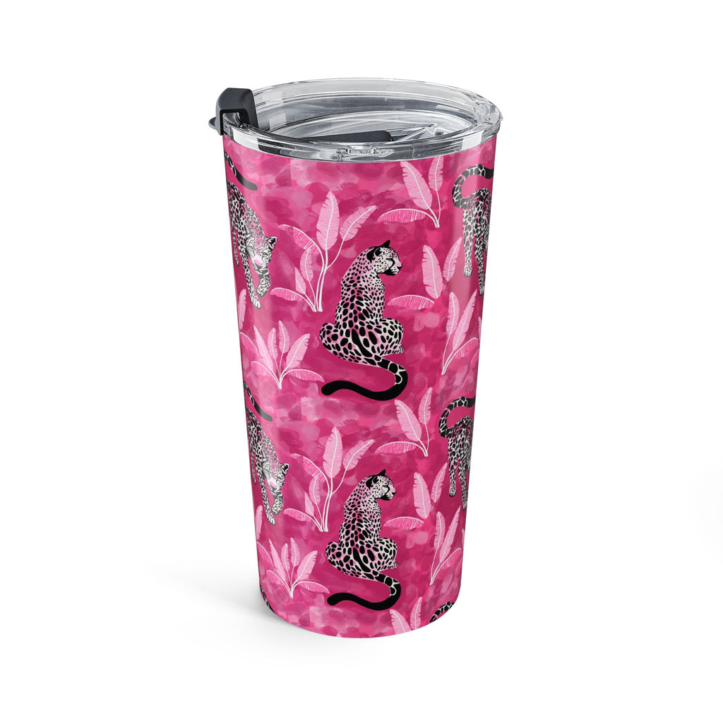 20oz Jaguar Print Tumbler — Pink Floral Insulated Travel Cup