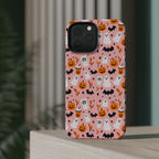 Halloween Ghosts & Pumpkins Magnetic Phone Case — Cute Pink Spooky Pattern