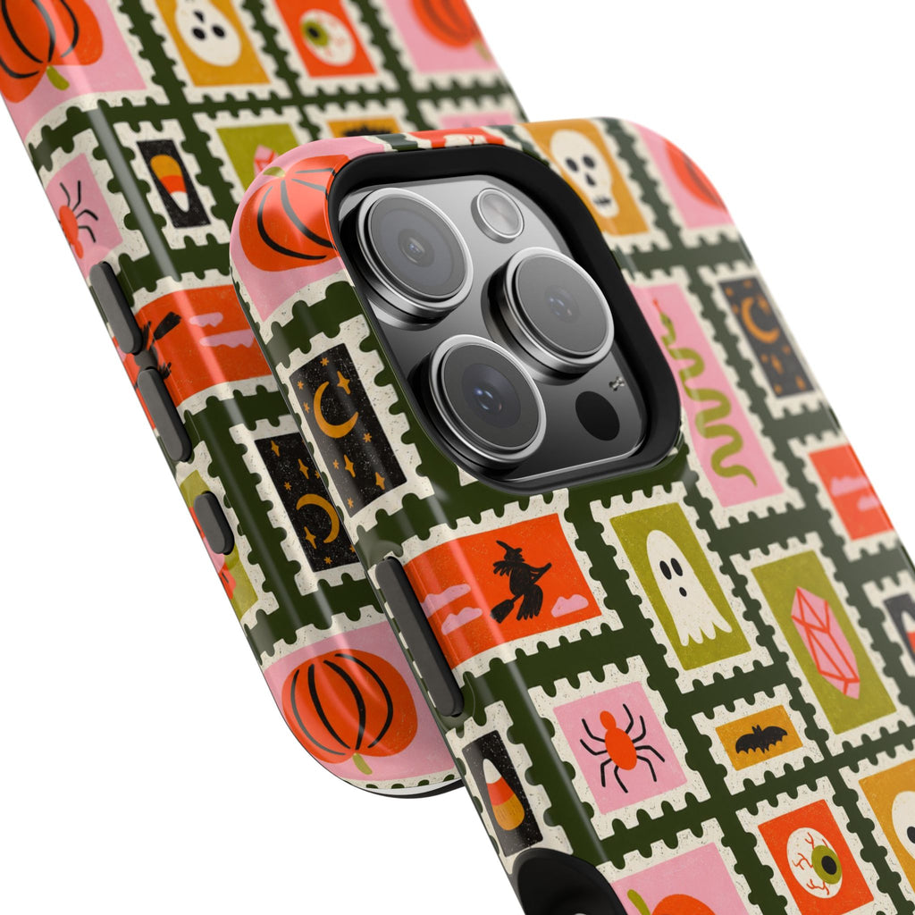 Halloween Stamp Pattern Phone Case — Cute Spooky Icons Magnetic Impact-Resistant Case