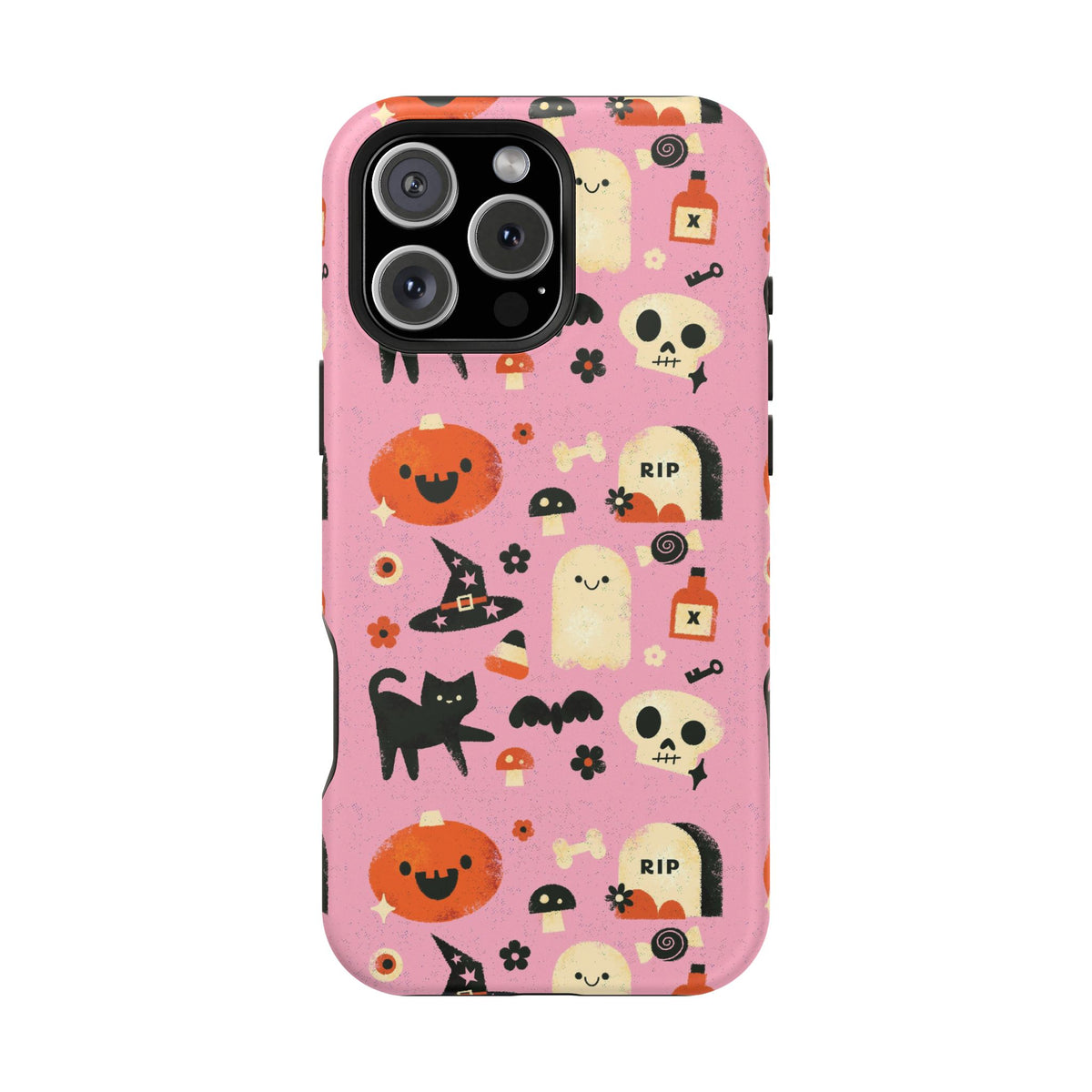 Cute Pink Halloween Magnetic Impact Phone Case — Ghosts, Pumpkins & Skulls