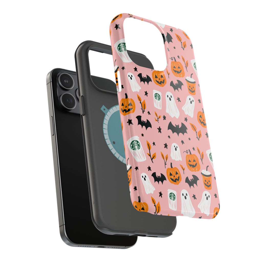 Halloween Cute Pattern Phone Case — Pink Ghosts, Pumpkins & Bats Magnetic Impact-Resistant