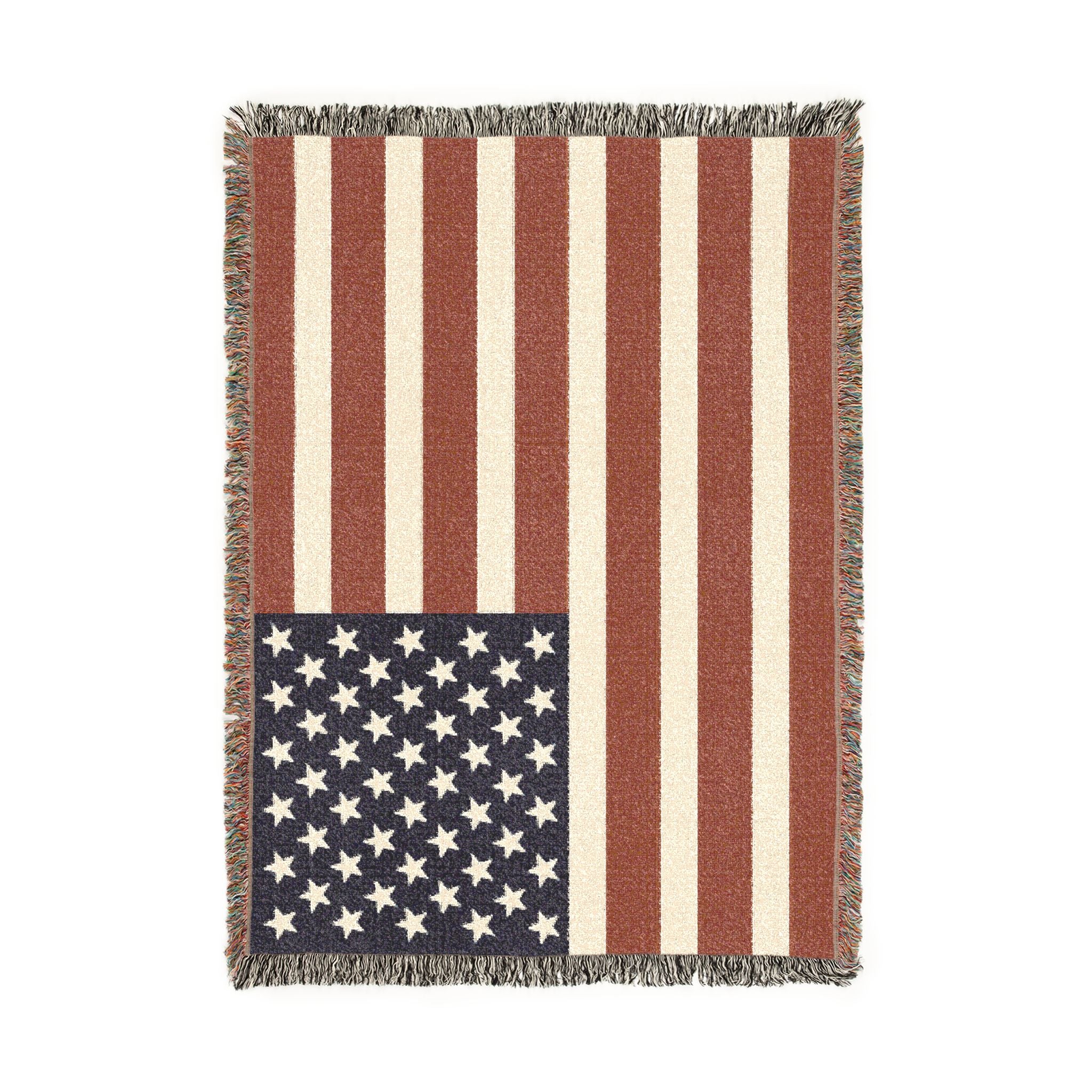 American Flag Woven Blanket — Rustic Patriotic Throw for Home & Outdoors
