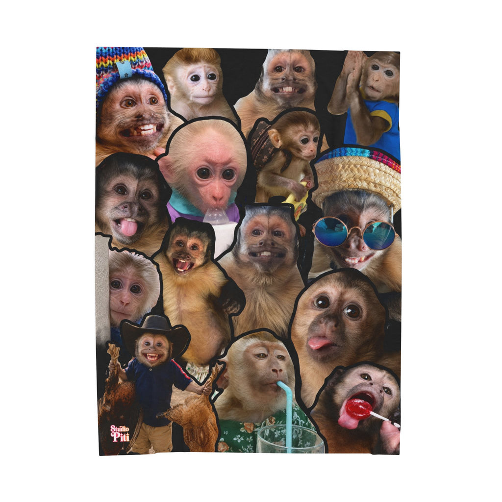 Monkey Collage Velveteen Plush Blanket