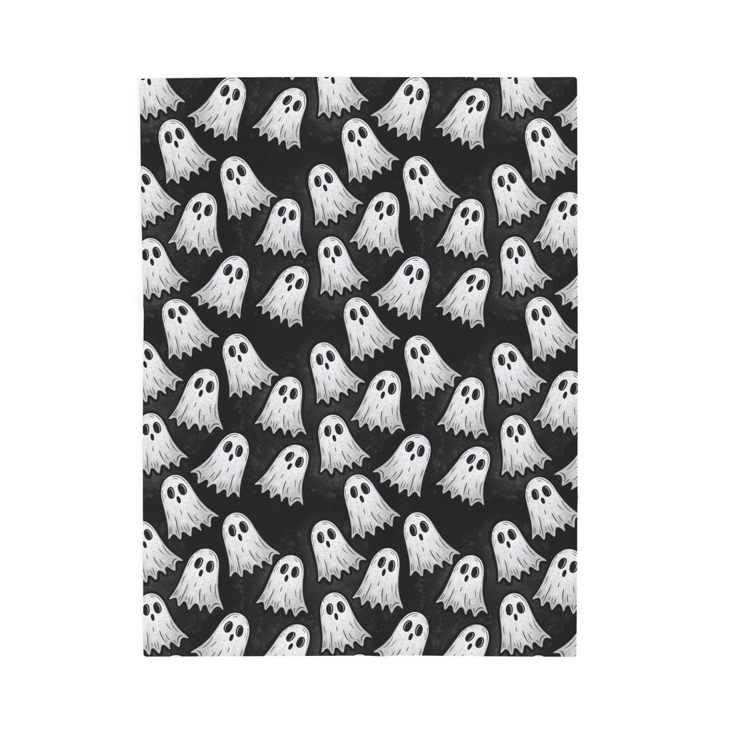 Ghost Pattern Velveteen Plush Blanket — Soft Halloween Throw for Cozy Nights