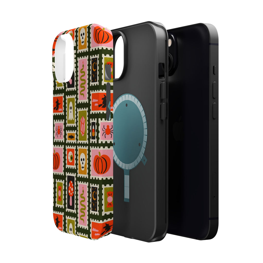Halloween Stamp Pattern Phone Case — Cute Spooky Icons Magnetic Impact-Resistant Case