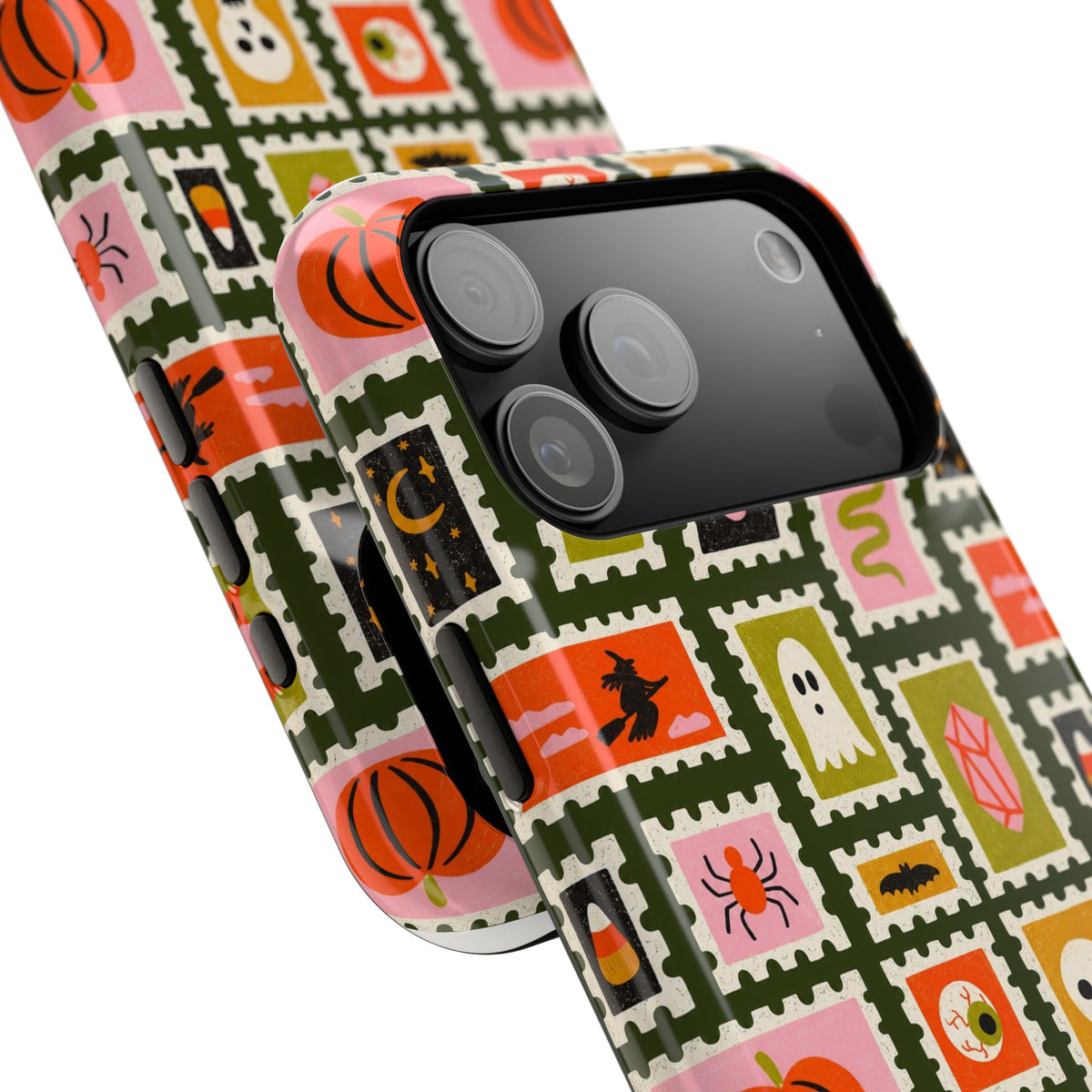 Halloween Stamp Pattern Phone Case — Cute Spooky Icons Magnetic Impact-Resistant Case