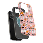 Halloween Ghosts & Pumpkins Magnetic Phone Case — Cute Pink Spooky Pattern