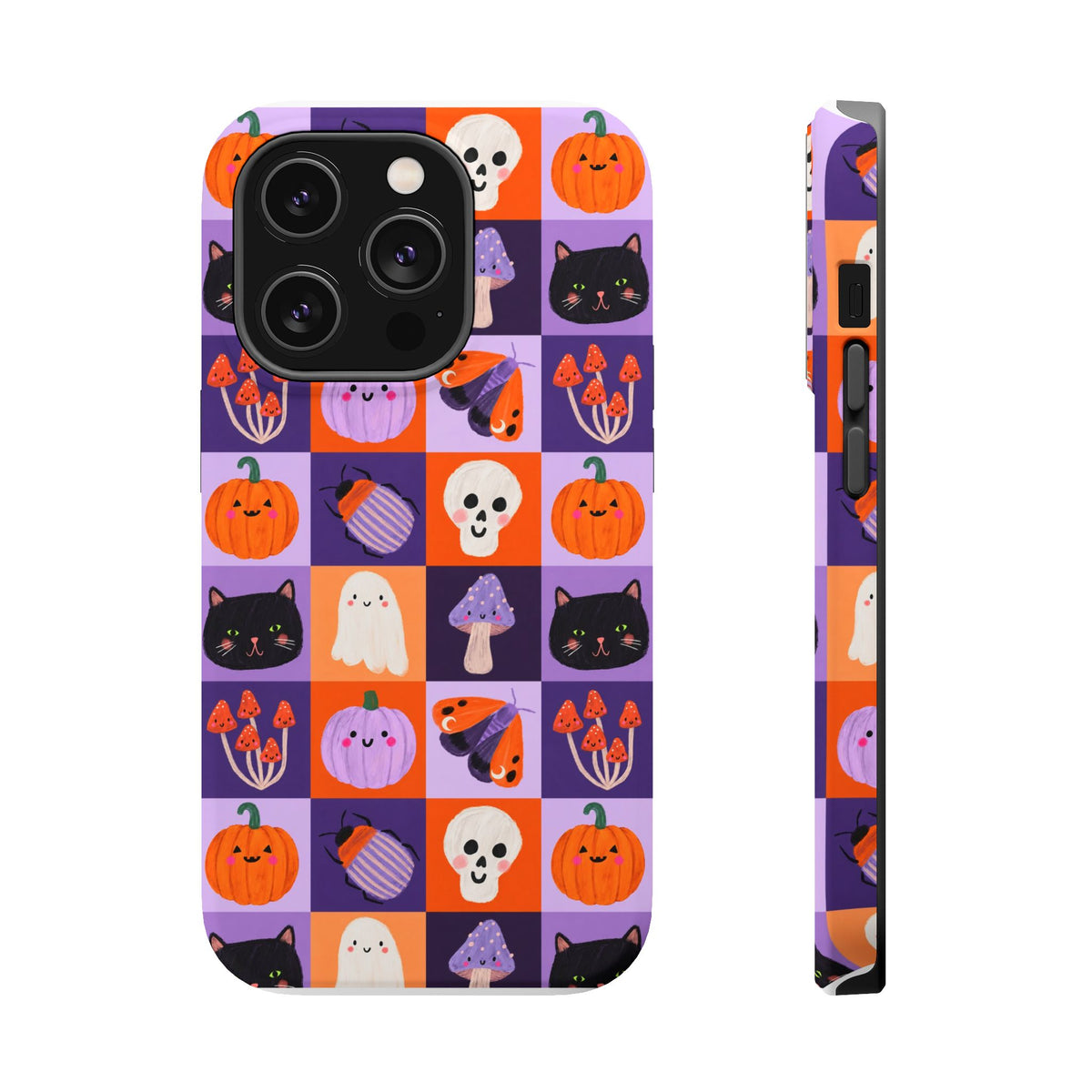 Halloween Pattern Magnetic Impact-Resistant Phone Case — Cute Pumpkins, Cats & Ghosts
