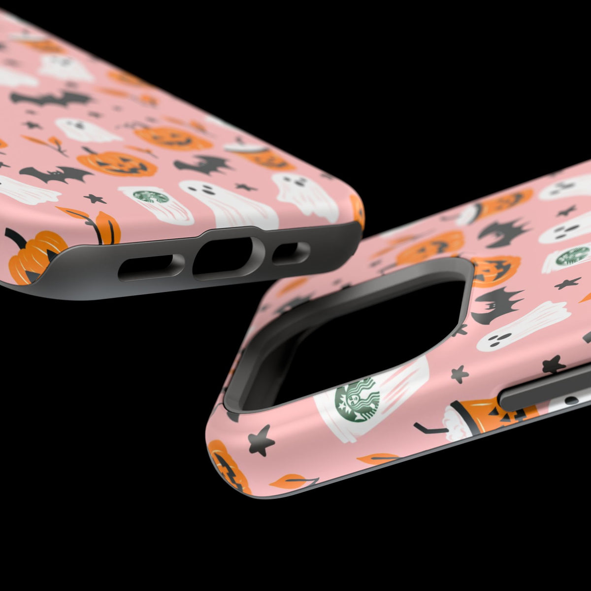 Halloween Cute Pattern Phone Case — Pink Ghosts, Pumpkins & Bats Magnetic Impact-Resistant