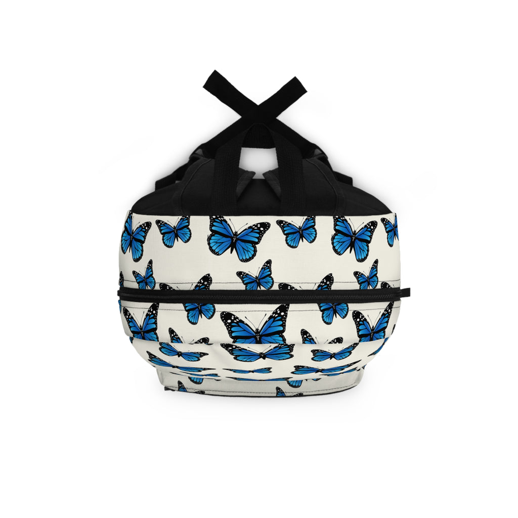 Blue Butterfly Pattern Backpack — Floral Nature School Bag