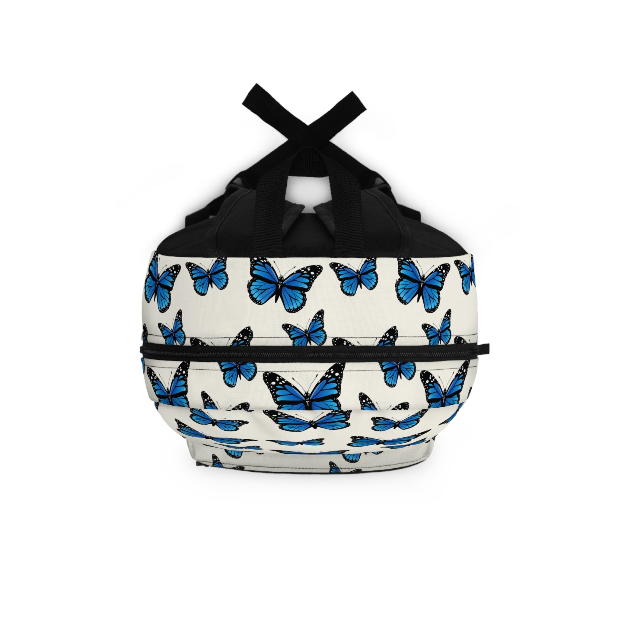 Blue Butterfly Pattern Backpack — Floral Nature School Bag