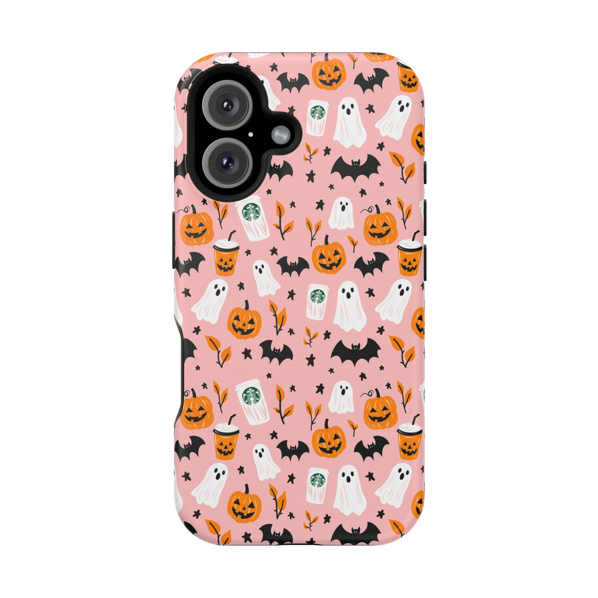 Halloween Ghosts & Pumpkins Magnetic Phone Case — Cute Pink Spooky Pattern