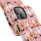 Halloween Ghosts & Pumpkins Magnetic Phone Case — Cute Pink Spooky Pattern