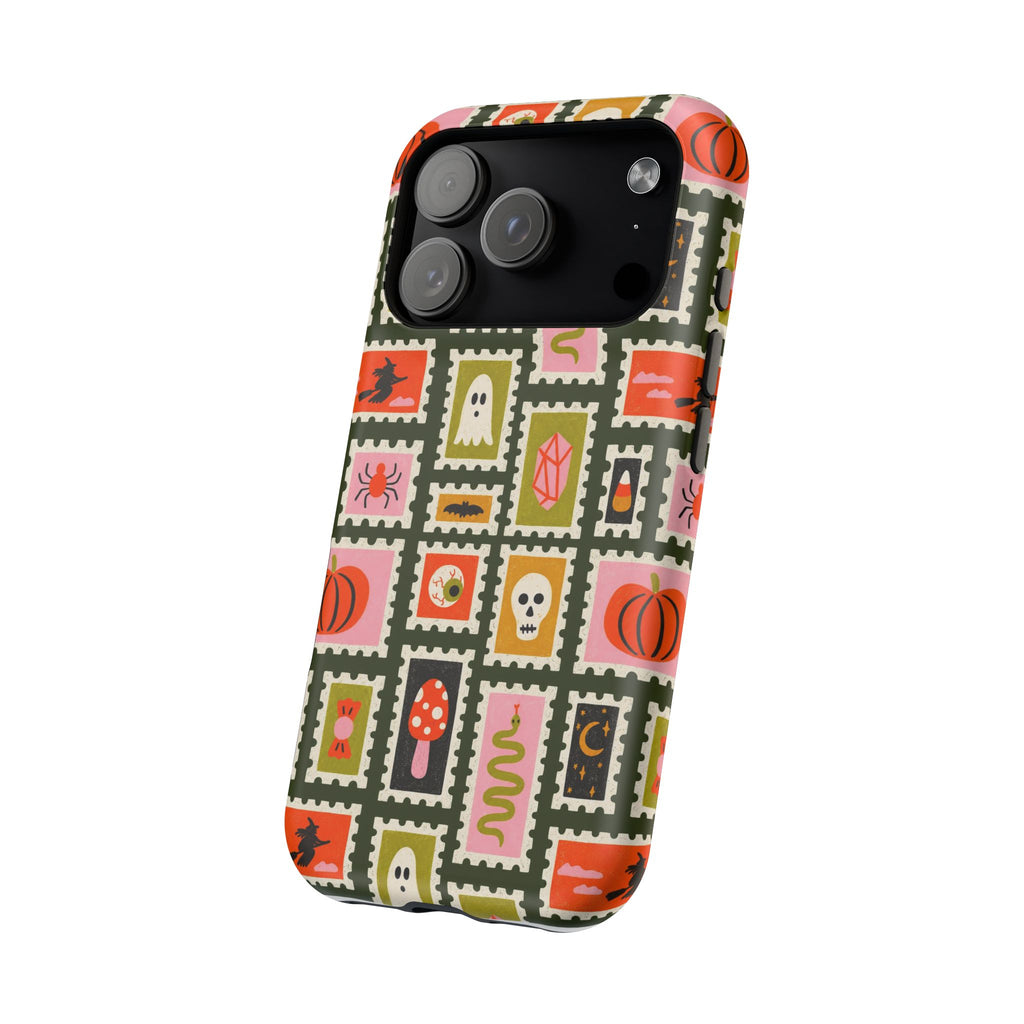 Halloween Stamp Pattern Phone Case — Cute Spooky Icons Magnetic Impact-Resistant Case