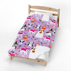 Halloween Dogs Velveteen Plush Blanket — Cute Costume Pups on Purple
