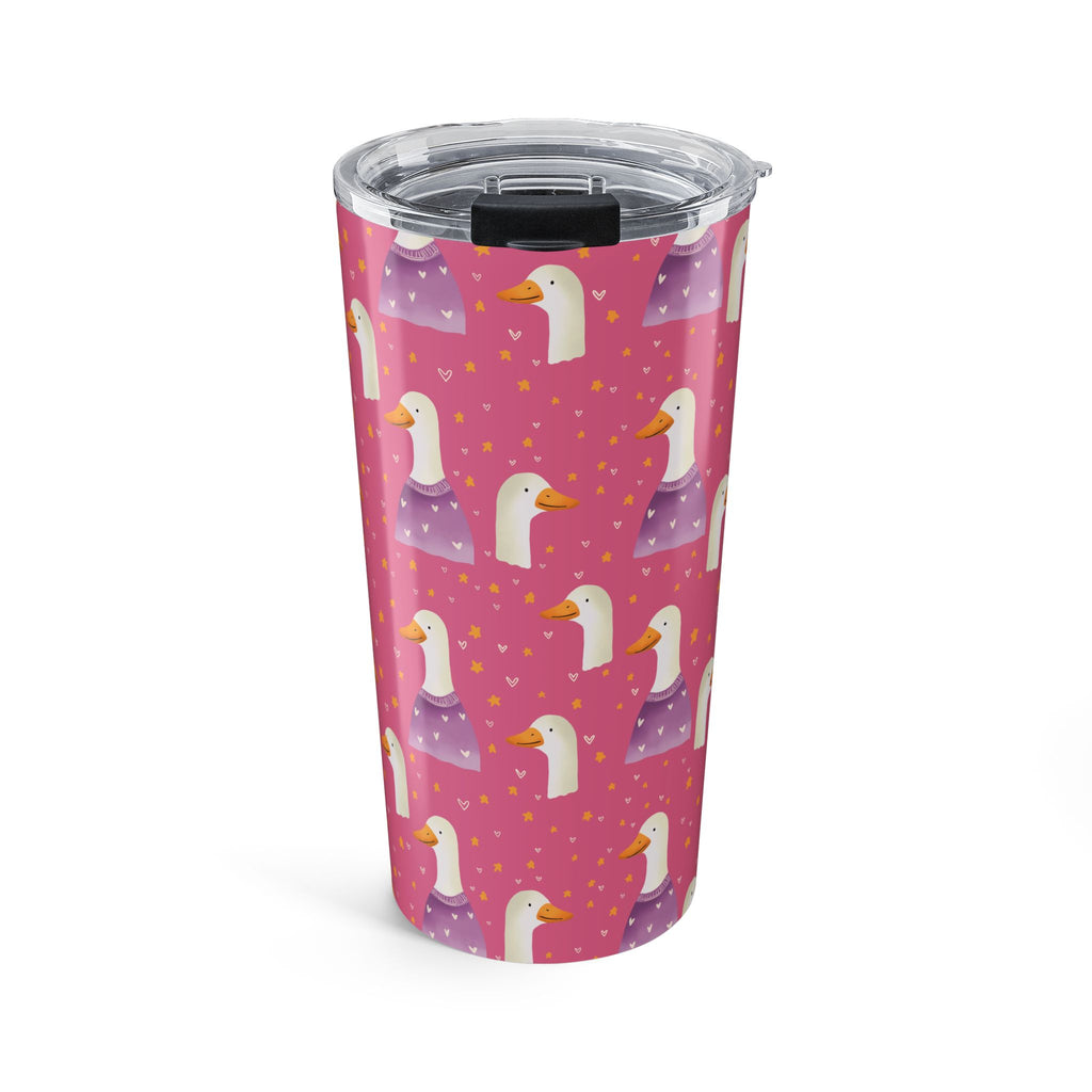 20oz Cute Duck Pattern Tumbler — Pink Bird Travel Cup