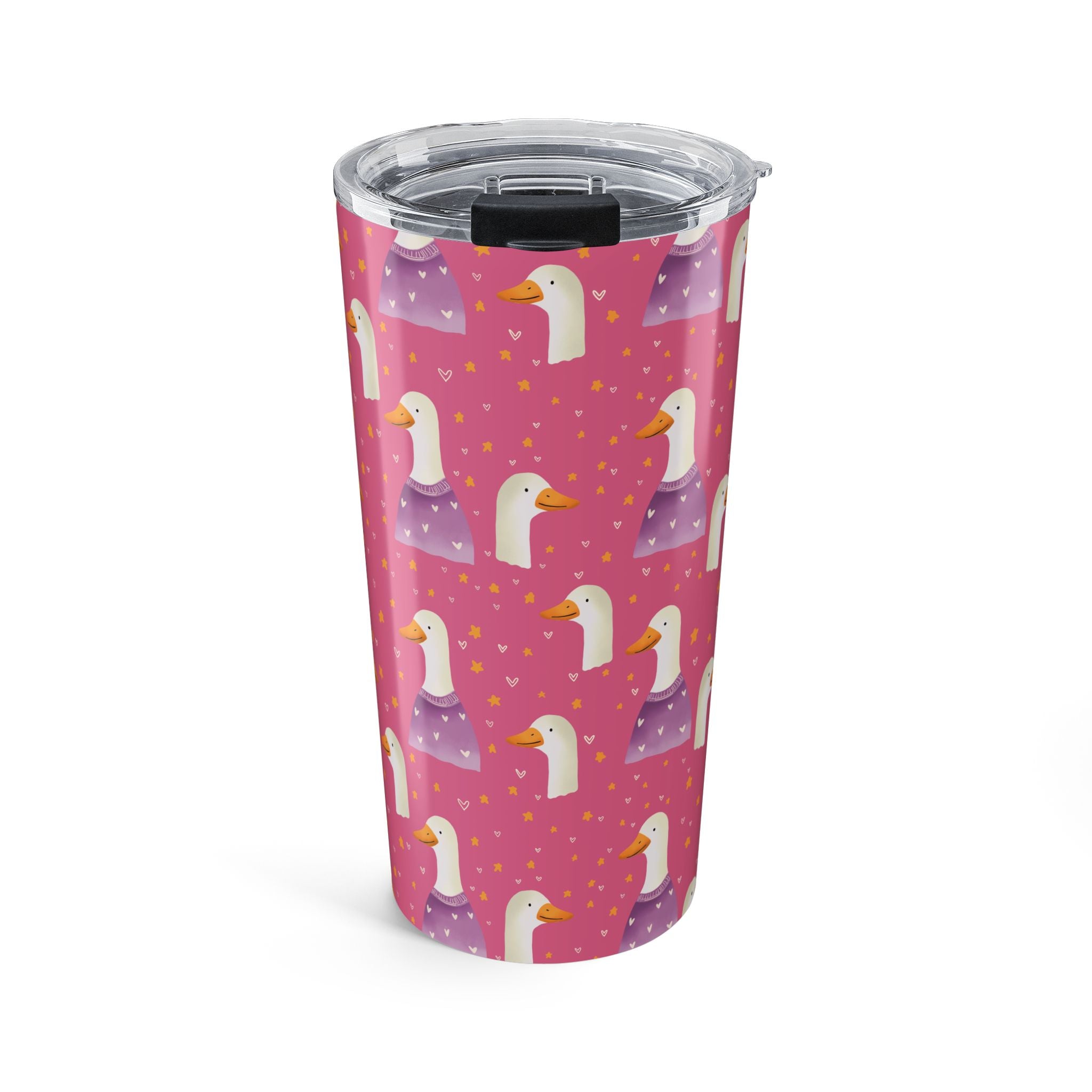 20oz Cute Duck Pattern Tumbler — Pink Bird Travel Cup
