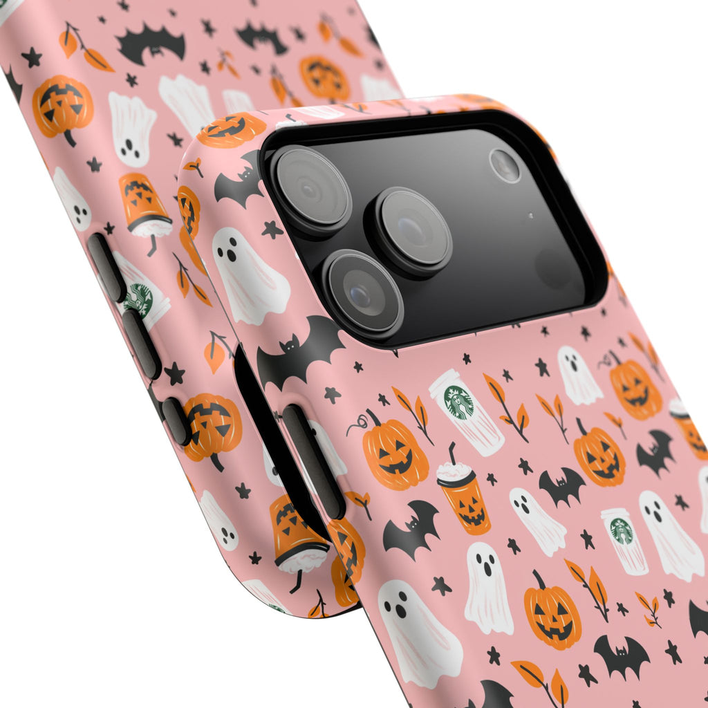 Halloween Ghosts & Pumpkins Magnetic Phone Case — Cute Pink Spooky Pattern