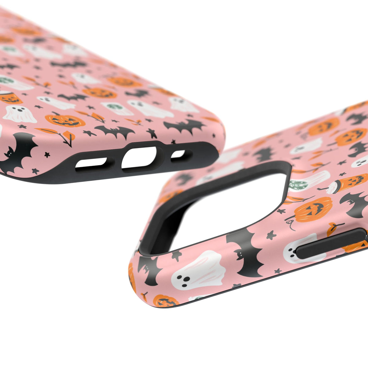 Halloween Ghosts & Pumpkins Magnetic Phone Case — Cute Pink Spooky Pattern