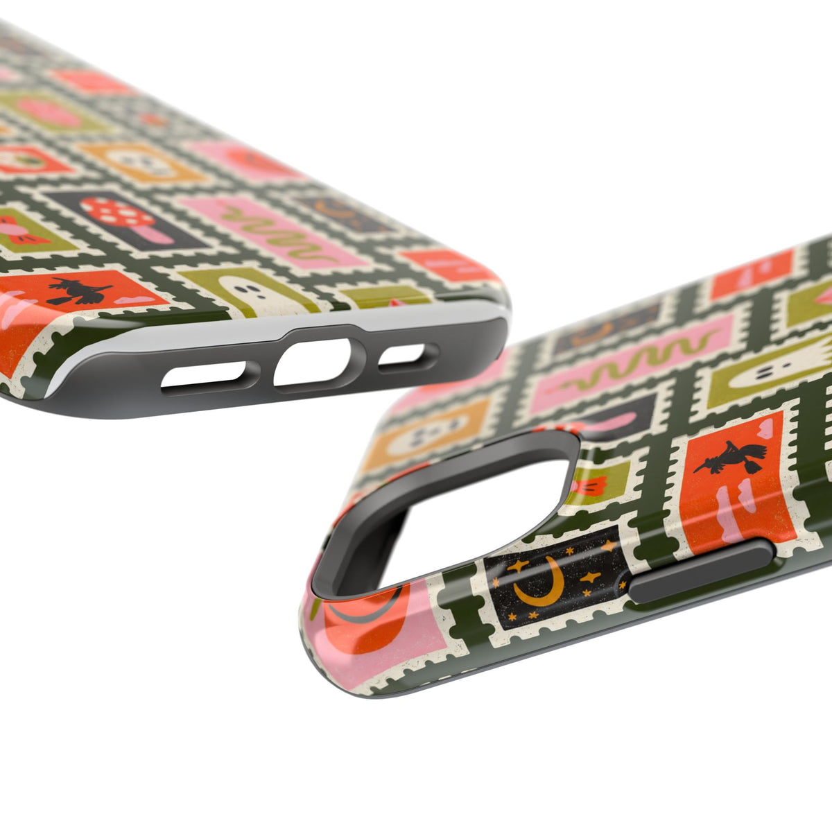 Halloween Stamp Pattern Phone Case — Cute Spooky Icons Magnetic Impact-Resistant Case