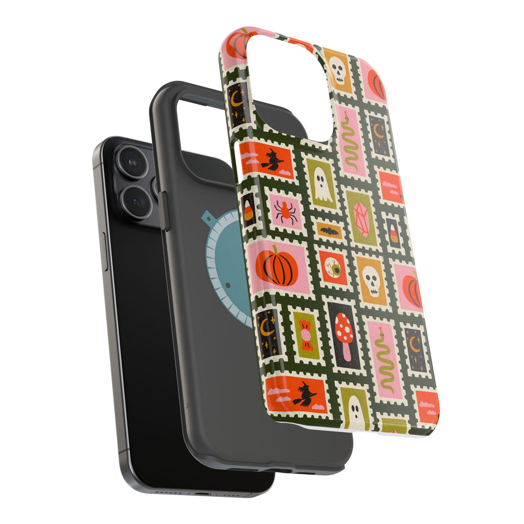 Halloween Stamp Pattern Phone Case — Cute Spooky Icons Magnetic Impact-Resistant Case