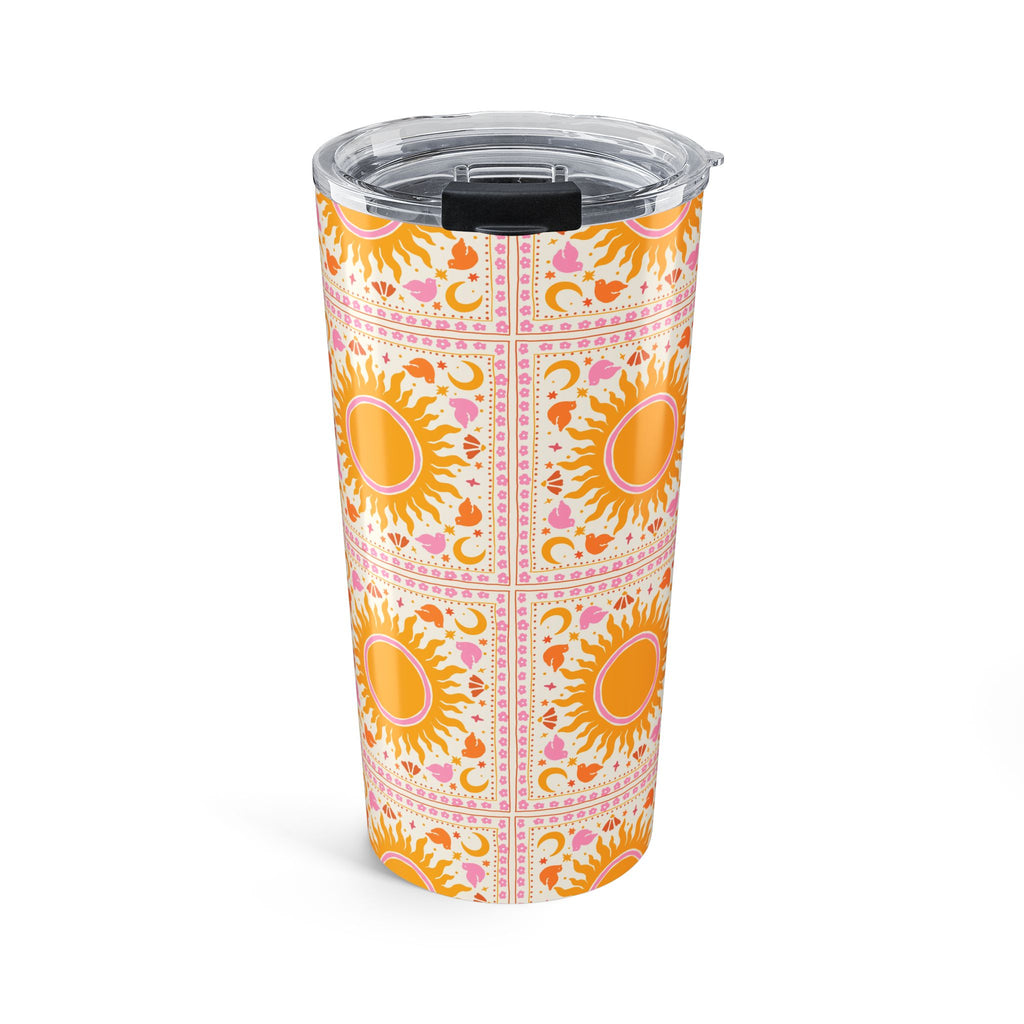 20oz Sunburst Tumbler — Retro Orange Floral Travel Cup