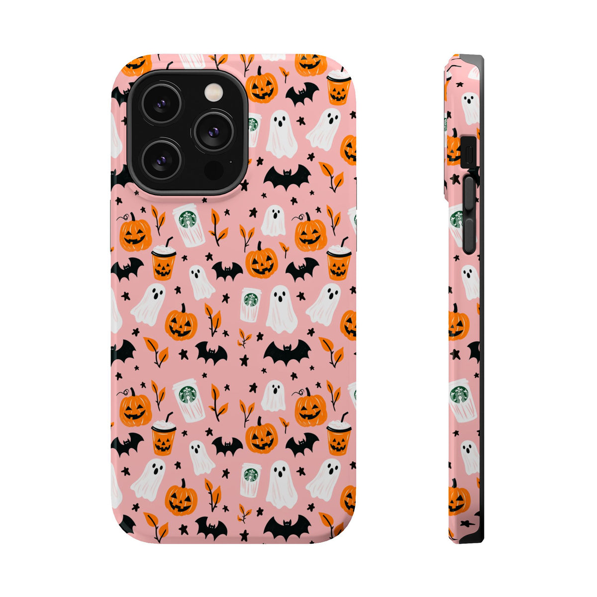 Halloween Ghosts & Pumpkins Magnetic Phone Case — Cute Pink Spooky Pattern
