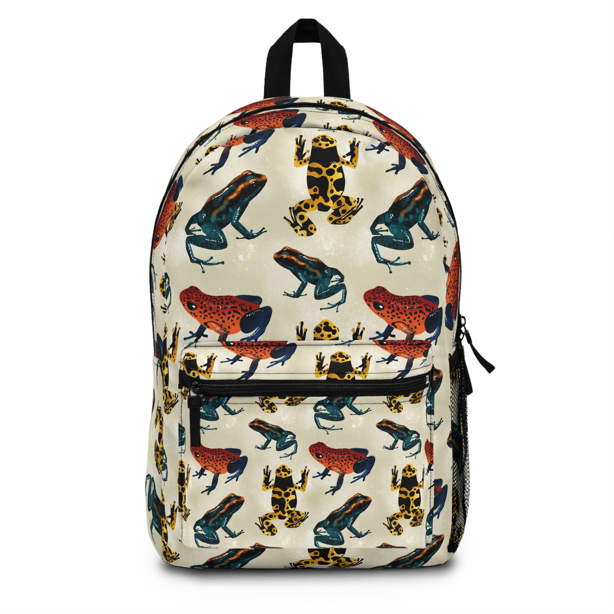 Frog Pattern Backpack — Colorful Poison Dart Frog Print School & Travel Bag