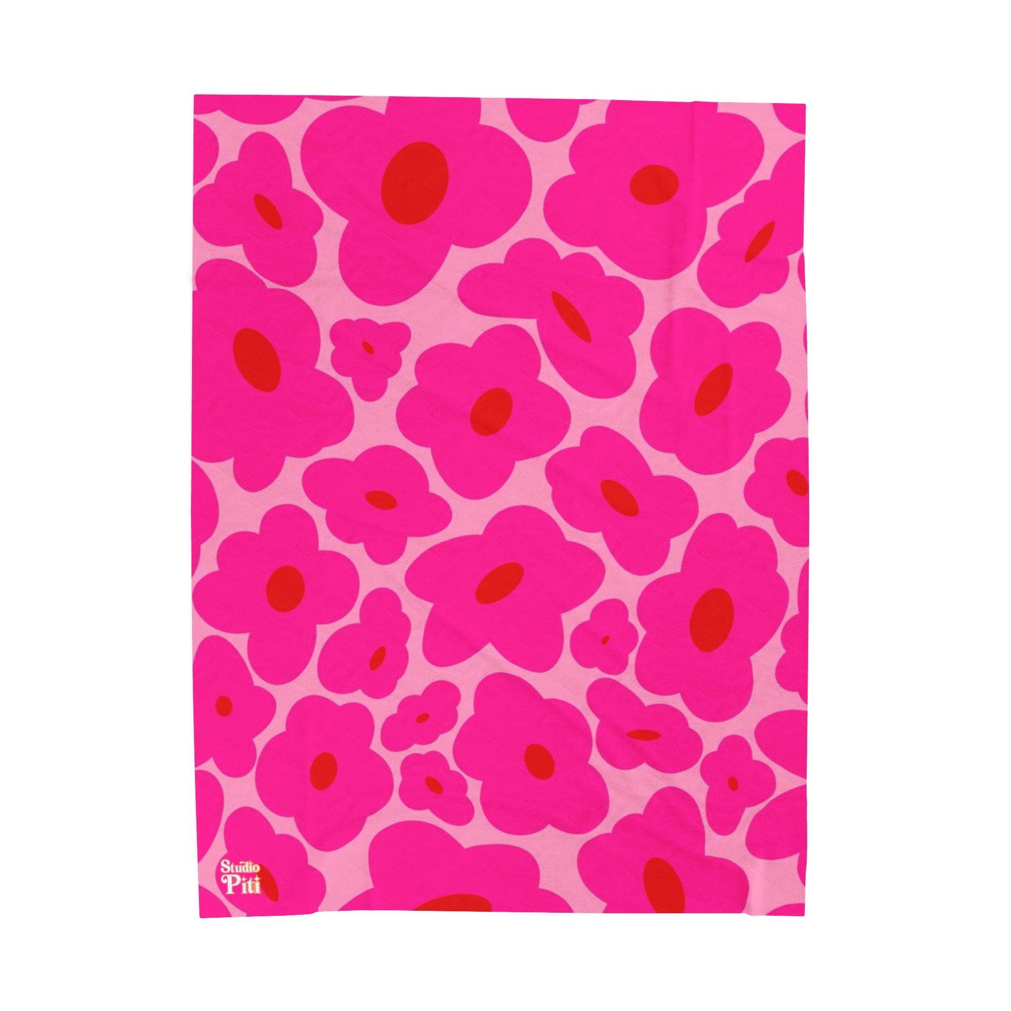 Pink Retro Floral Blanket