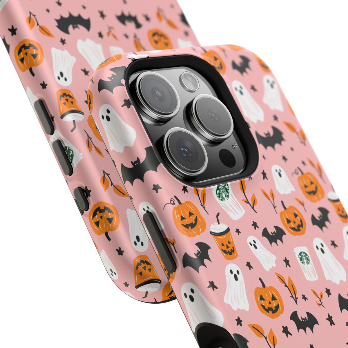 Halloween Ghosts & Pumpkins Magnetic Phone Case — Cute Pink Spooky Pattern