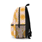 Sunburst Mosaic Backpack – Boho Yellow Sun Pattern School & Travel Bag