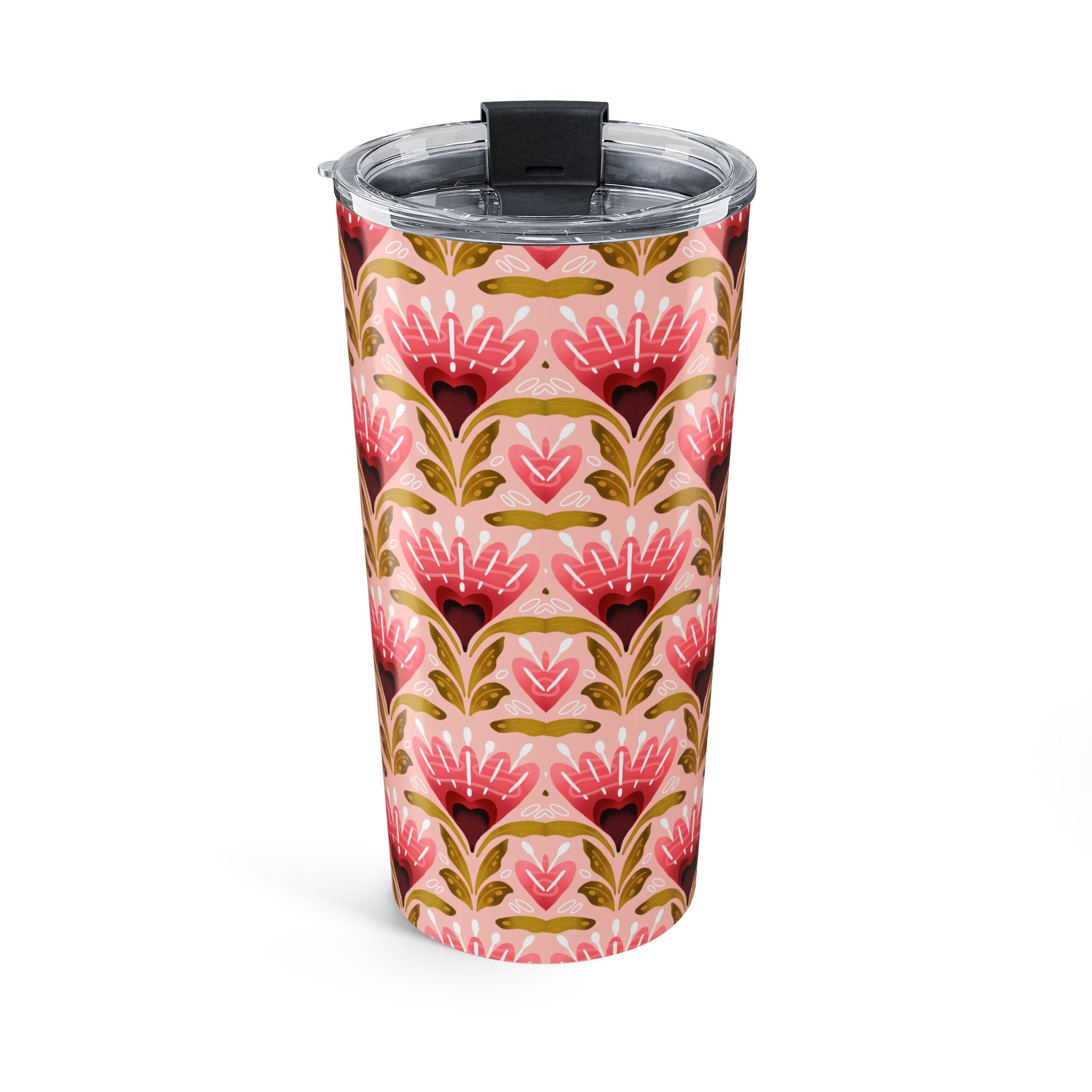 20oz Floral Tumbler — Pink Retro Flower Pattern, Insulated Travel Cup