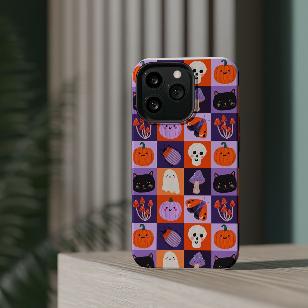 Halloween Pattern Magnetic Impact-Resistant Phone Case — Cute Pumpkins, Cats & Ghosts