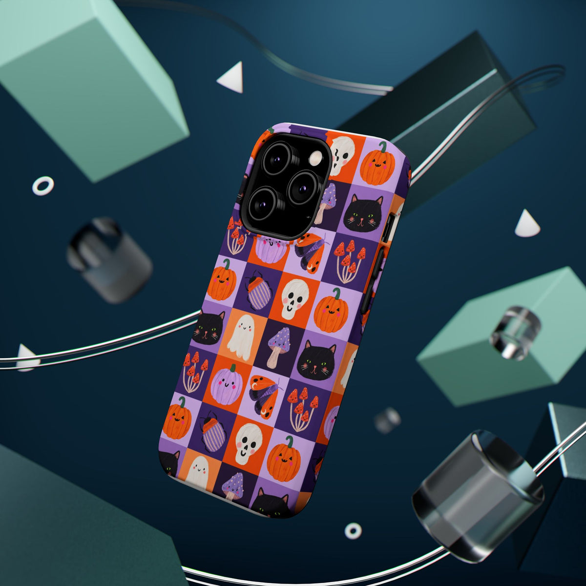 Halloween Pattern Magnetic Impact-Resistant Phone Case — Cute Pumpkins, Cats & Ghosts