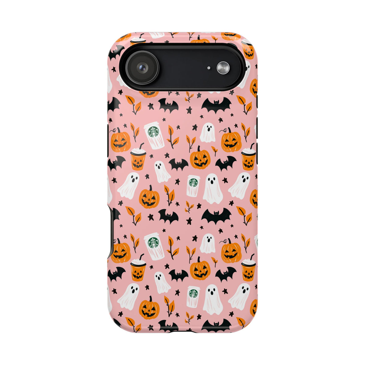 Halloween Ghosts & Pumpkins Magnetic Phone Case — Cute Pink Spooky Pattern