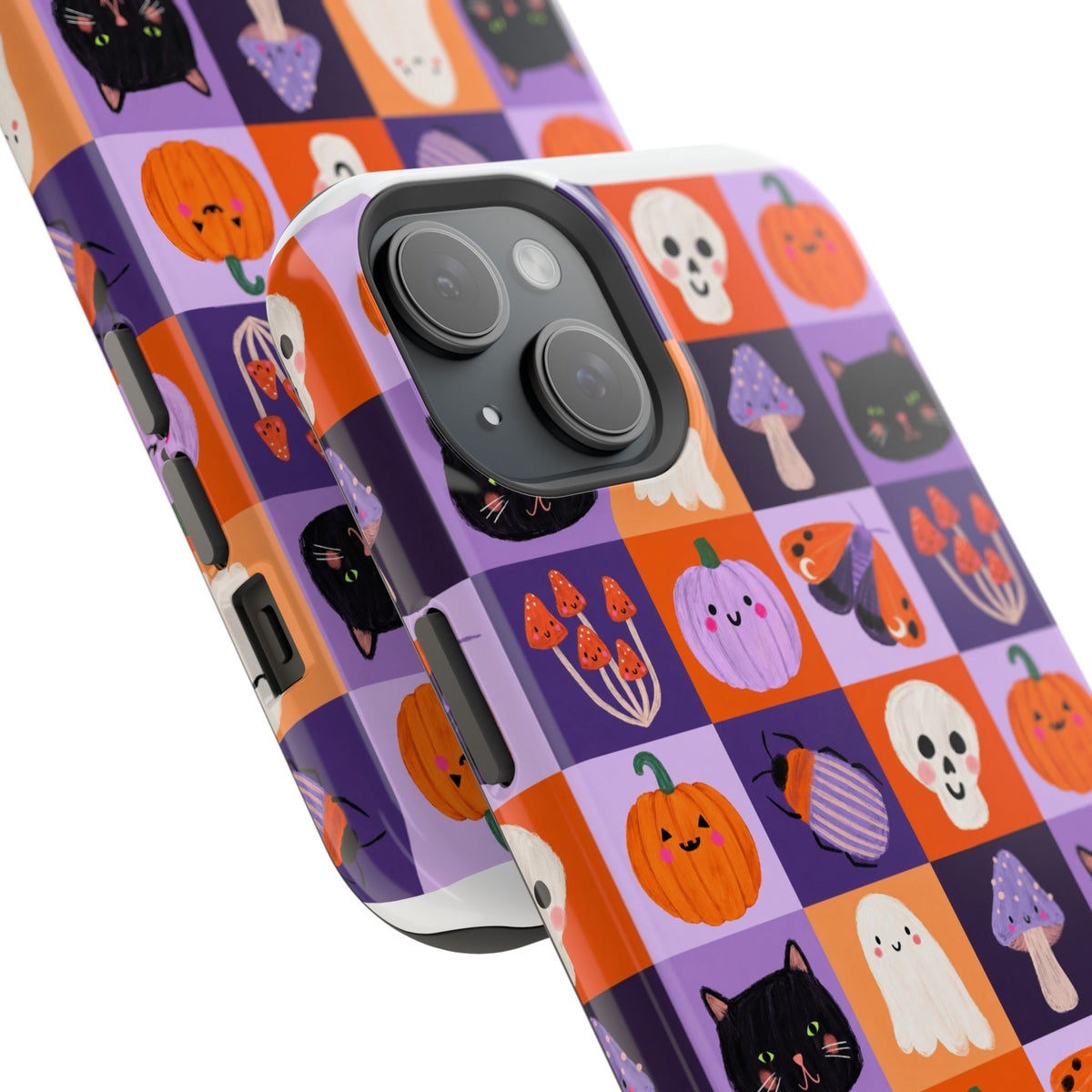 Halloween Pattern Magnetic Impact-Resistant Phone Case — Cute Pumpkins, Cats & Ghosts