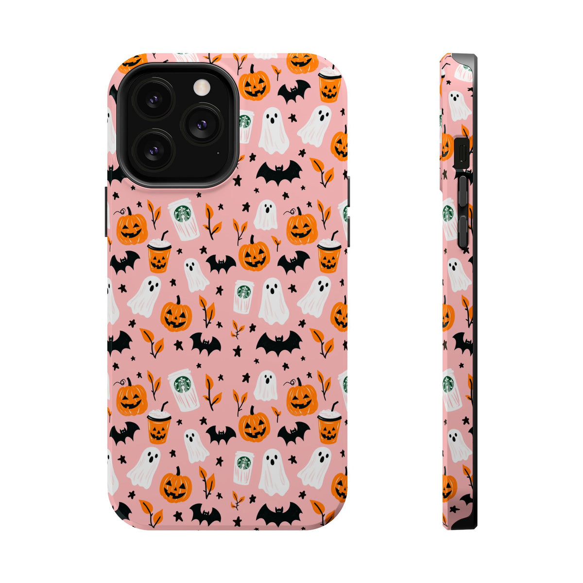 Halloween Ghosts & Pumpkins Magnetic Phone Case — Cute Pink Spooky Pattern