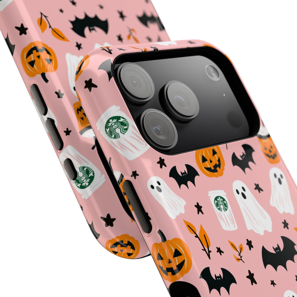 Halloween Cute Pattern Phone Case — Pink Ghosts, Pumpkins & Bats Magnetic Impact-Resistant