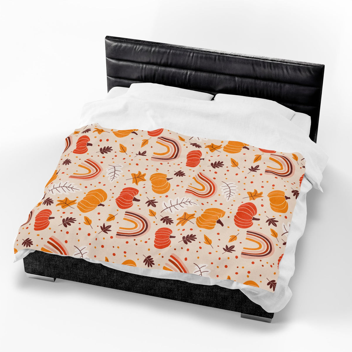 Autumn Pumpkin Rainbow Velveteen Plush Blanket — Cozy Fall Throw