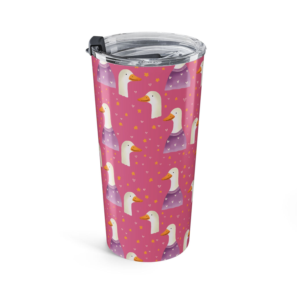 20oz Cute Duck Pattern Tumbler — Pink Bird Travel Cup