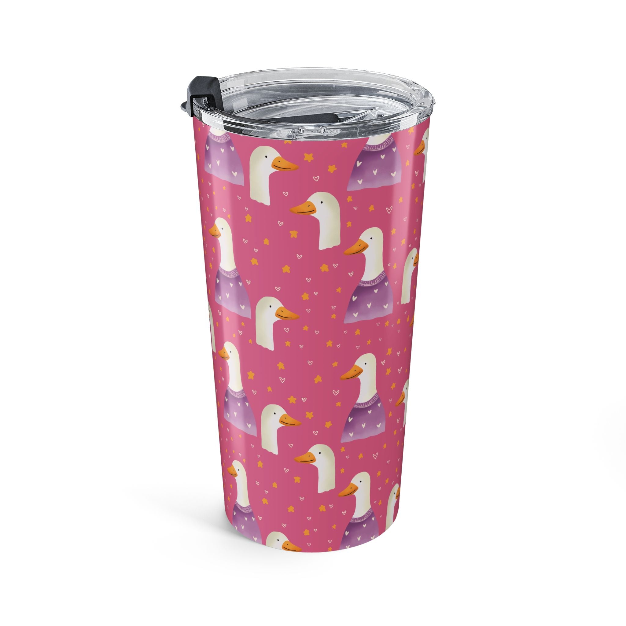 20oz Cute Duck Pattern Tumbler — Pink Bird Travel Cup