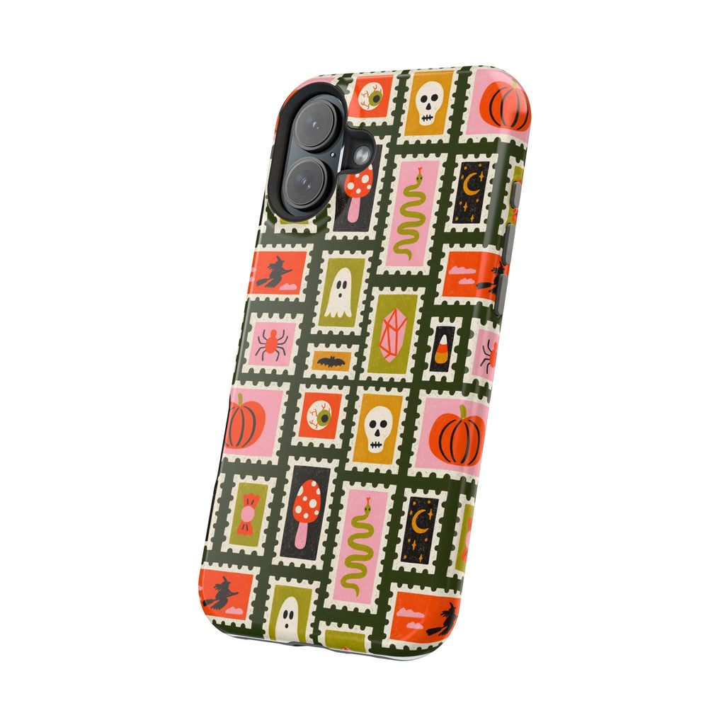 Halloween Stamp Pattern Phone Case — Cute Spooky Icons Magnetic Impact-Resistant Case