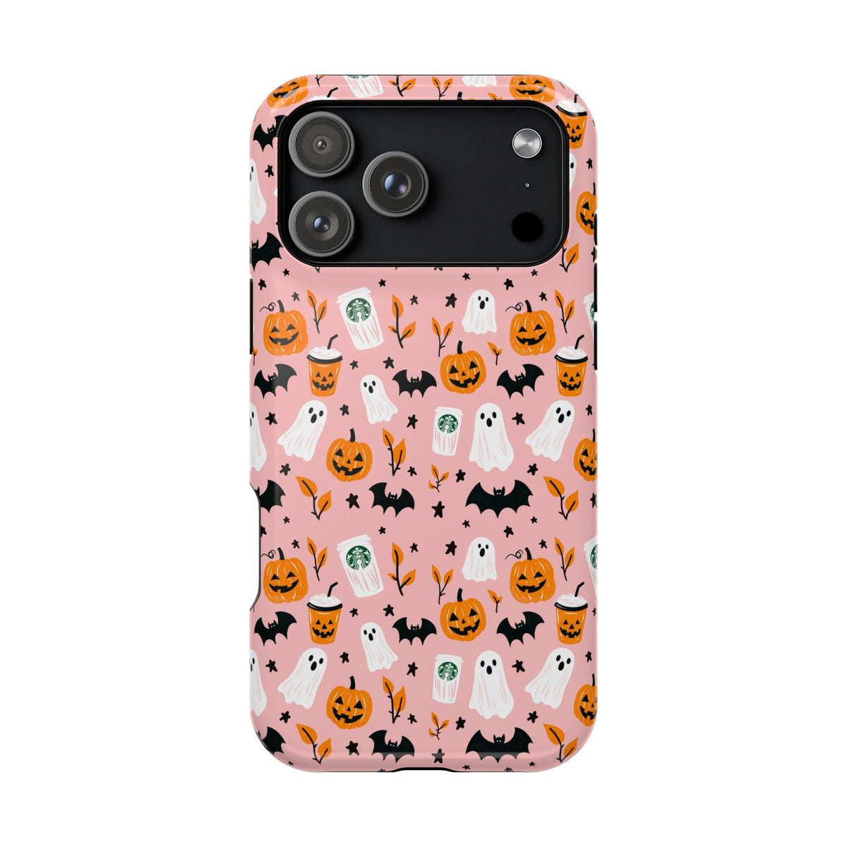 Halloween Ghosts & Pumpkins Magnetic Phone Case — Cute Pink Spooky Pattern