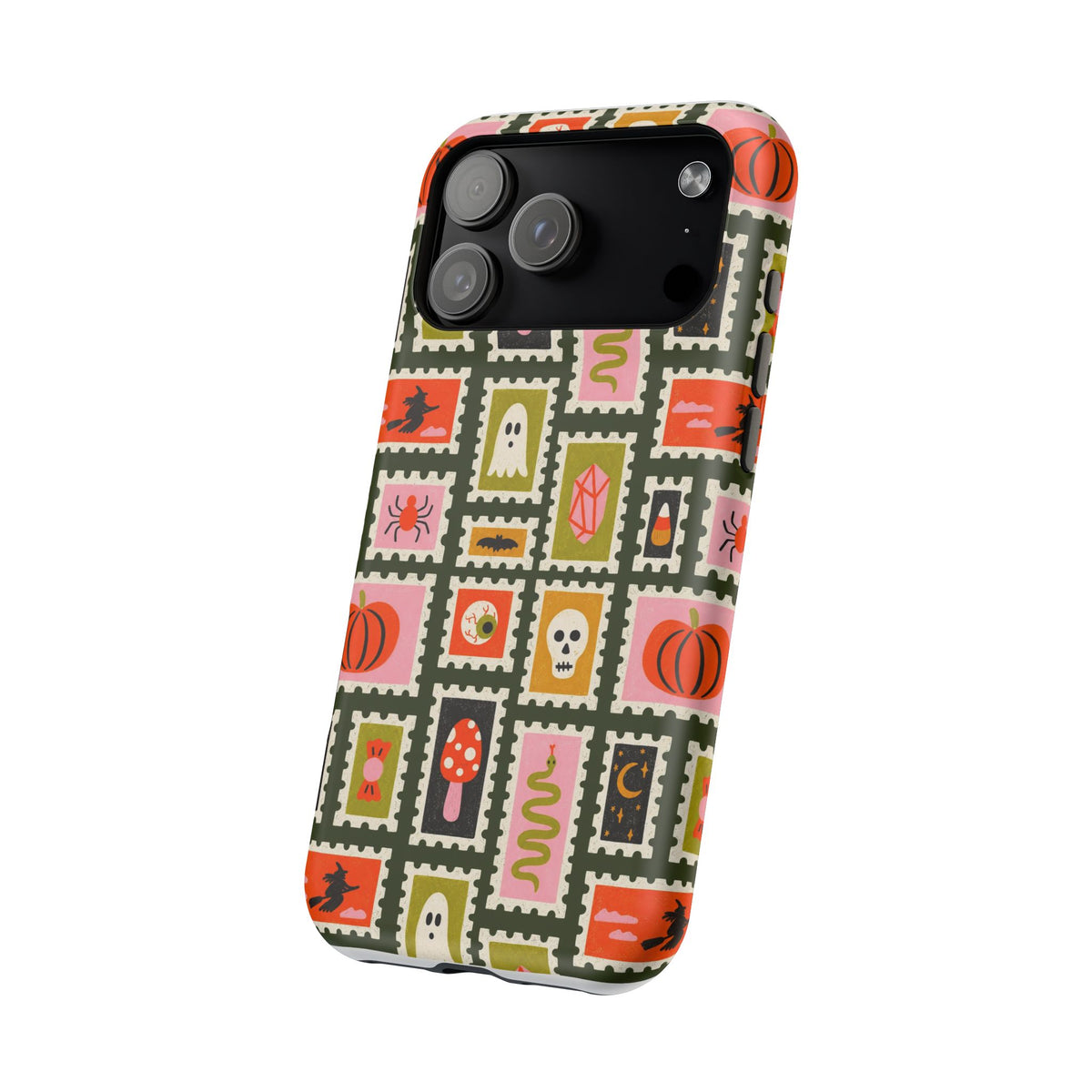 Halloween Stamp Pattern Phone Case — Cute Spooky Icons Magnetic Impact-Resistant Case