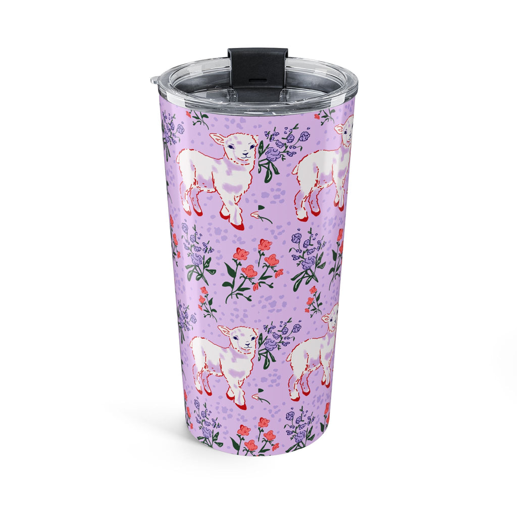 20oz Floral Lamb Tumbler — Cute Pastel Animal Travel Cup