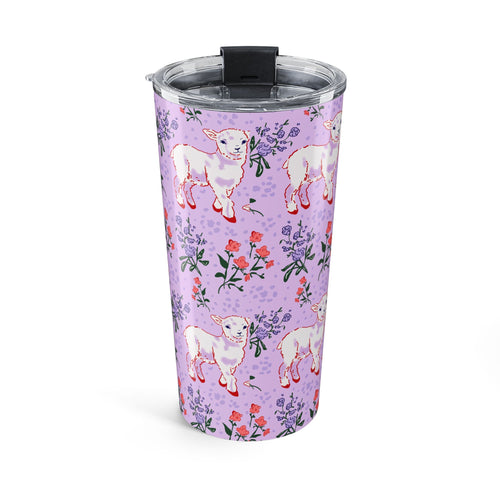 20oz Floral Lamb Tumbler — Cute Pastel Animal Travel Cup
